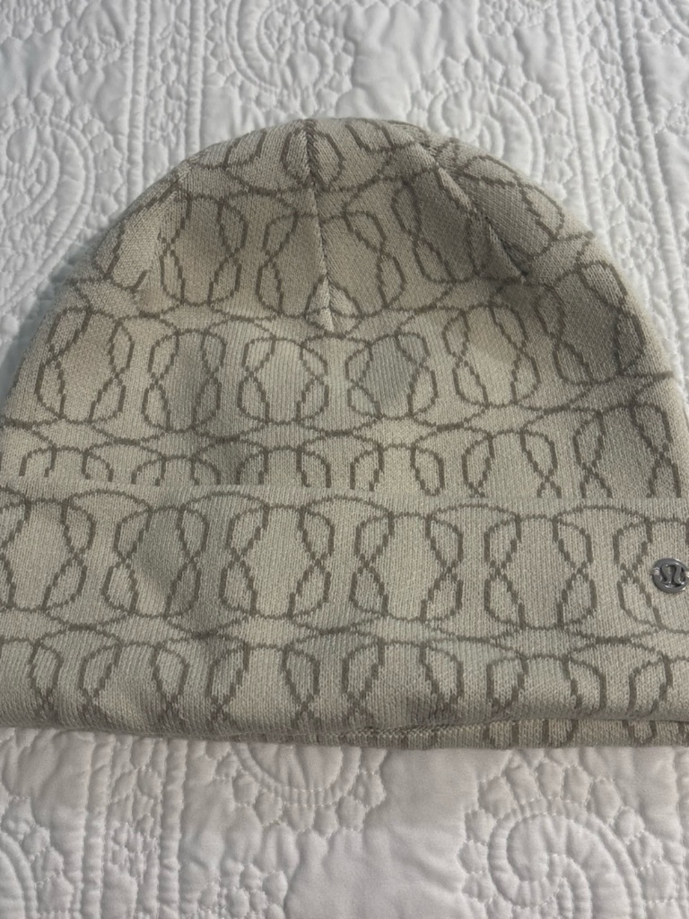 lululemon athletica Neutral Beige Patterned Knit Beanie